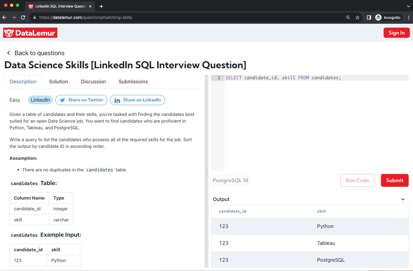 LinkedIn SQL Interview Question