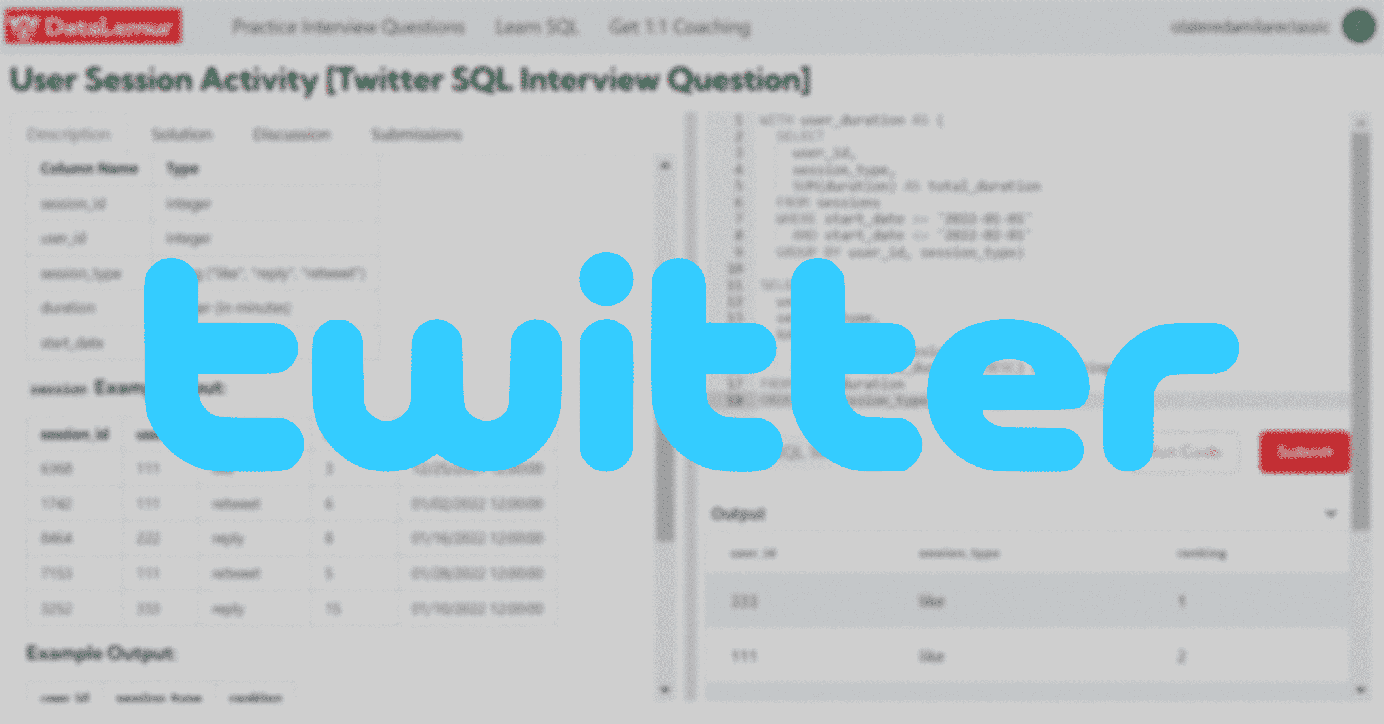 Twitter SQL Interview Question