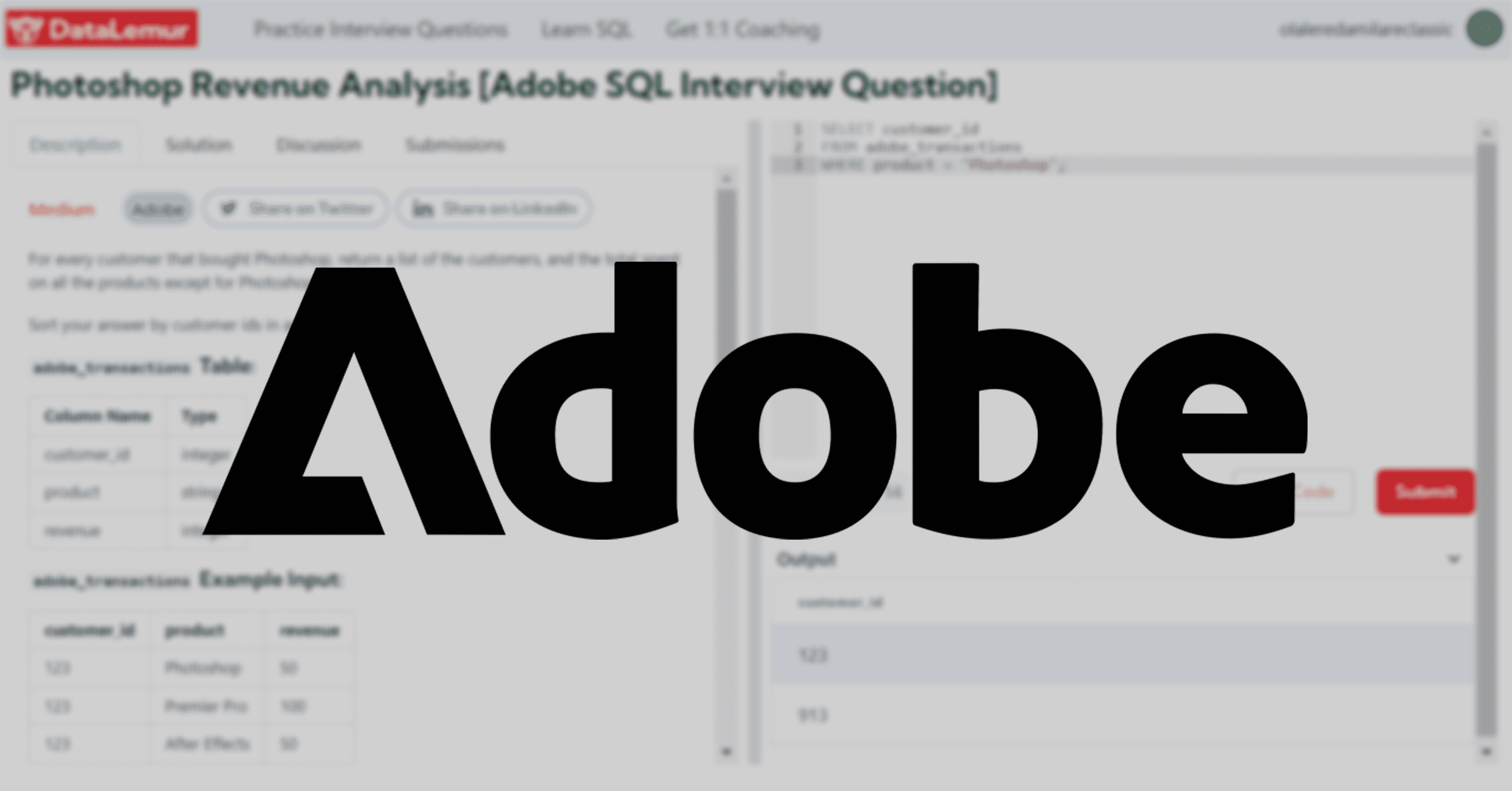 Adobe SQL Interview Question