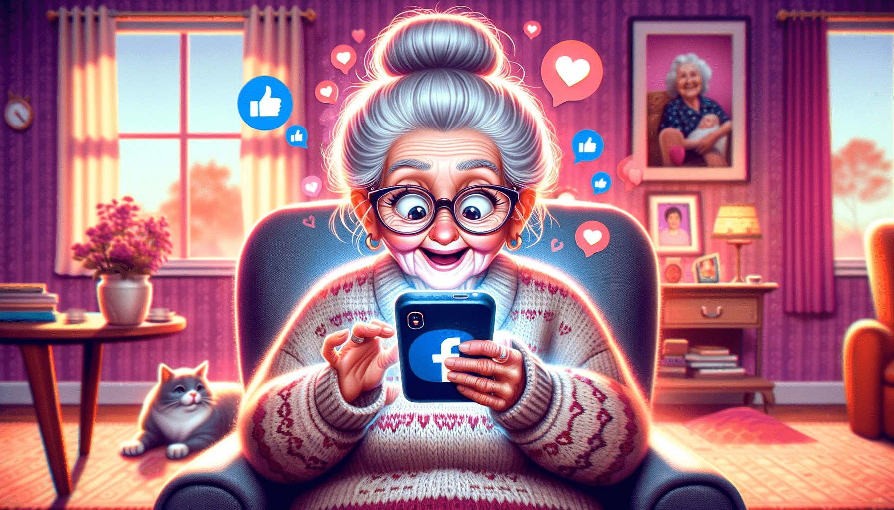 Grandma Addicted to Social Media & Facebook Power User