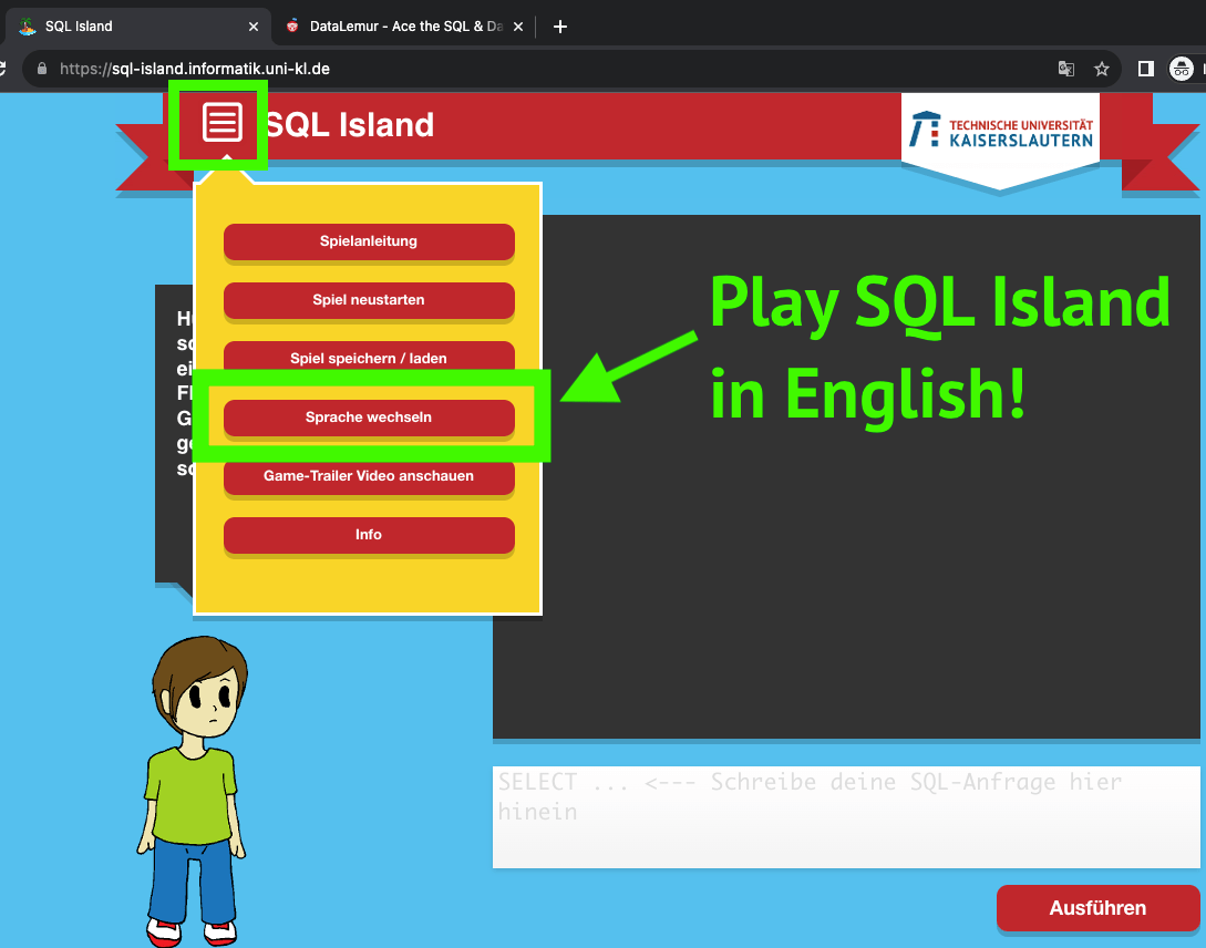 How To Play SQL Island In English