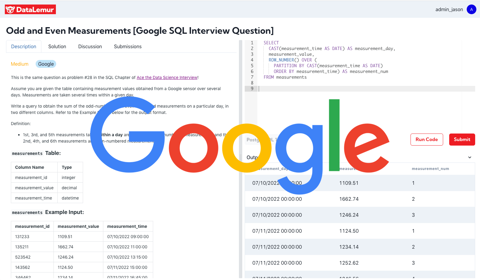 Google SQL Interview Question Odd Even