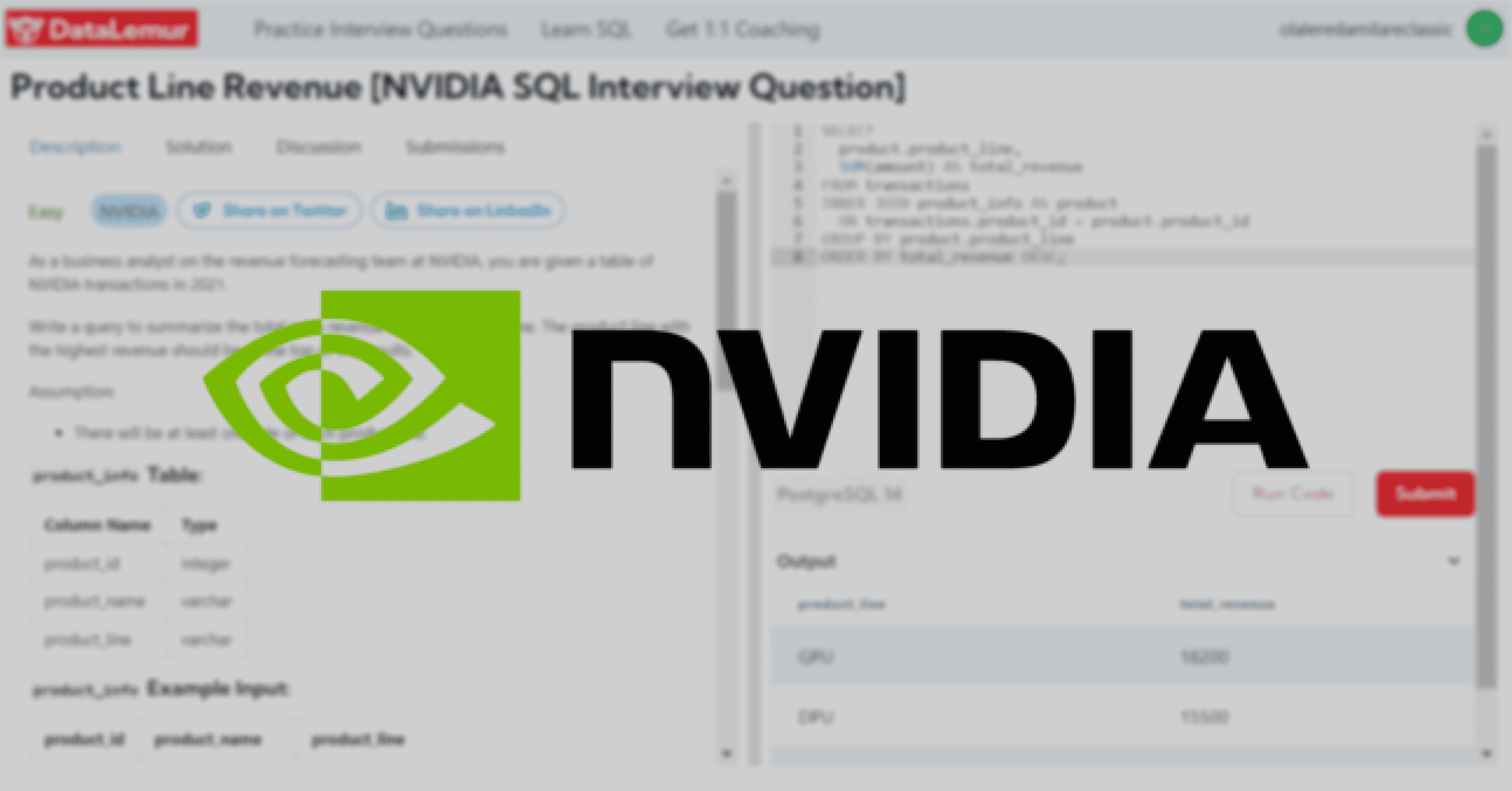 NVIDIA SQL Interview Question