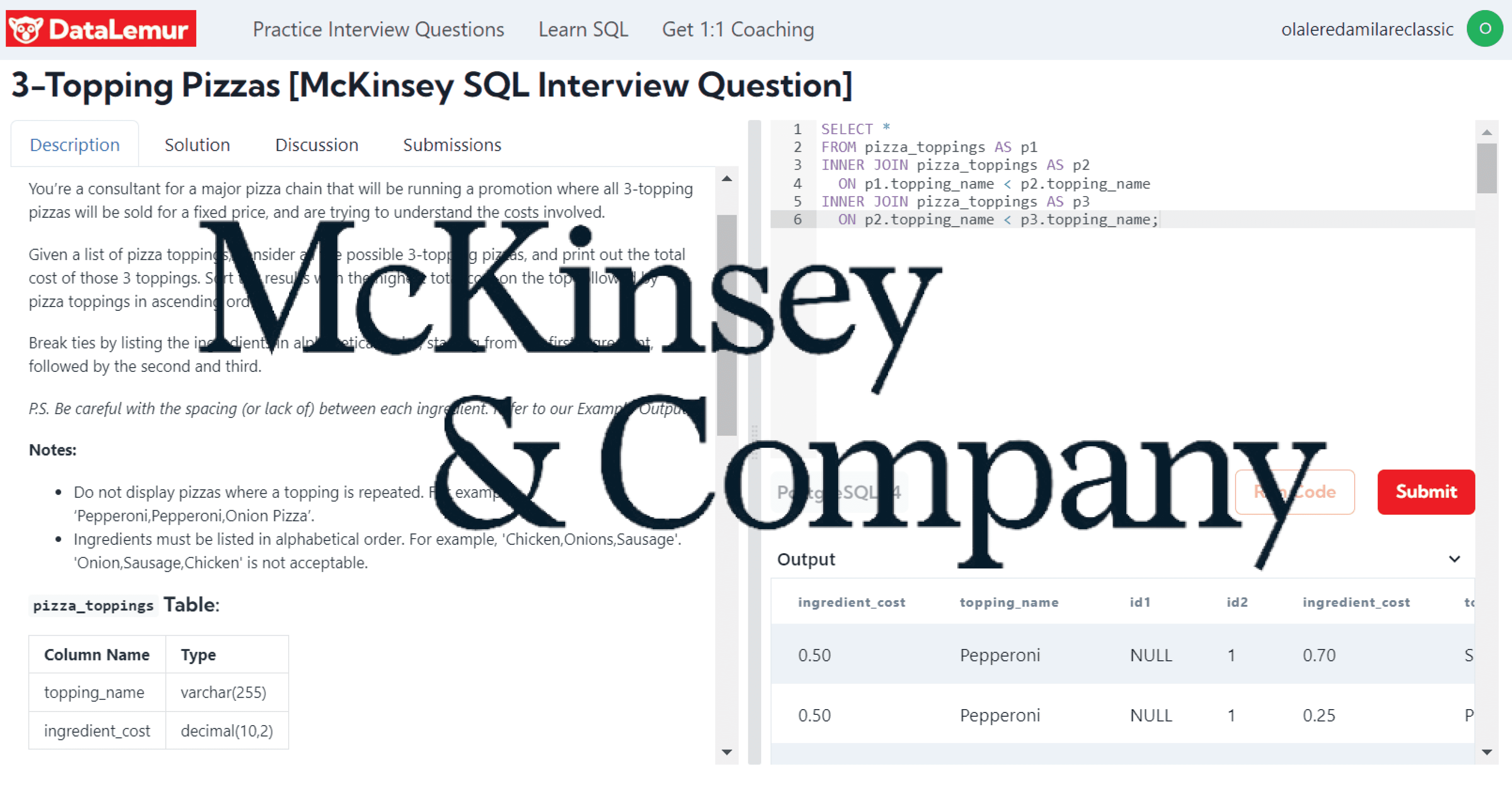 McKinsey SQL Interview Question