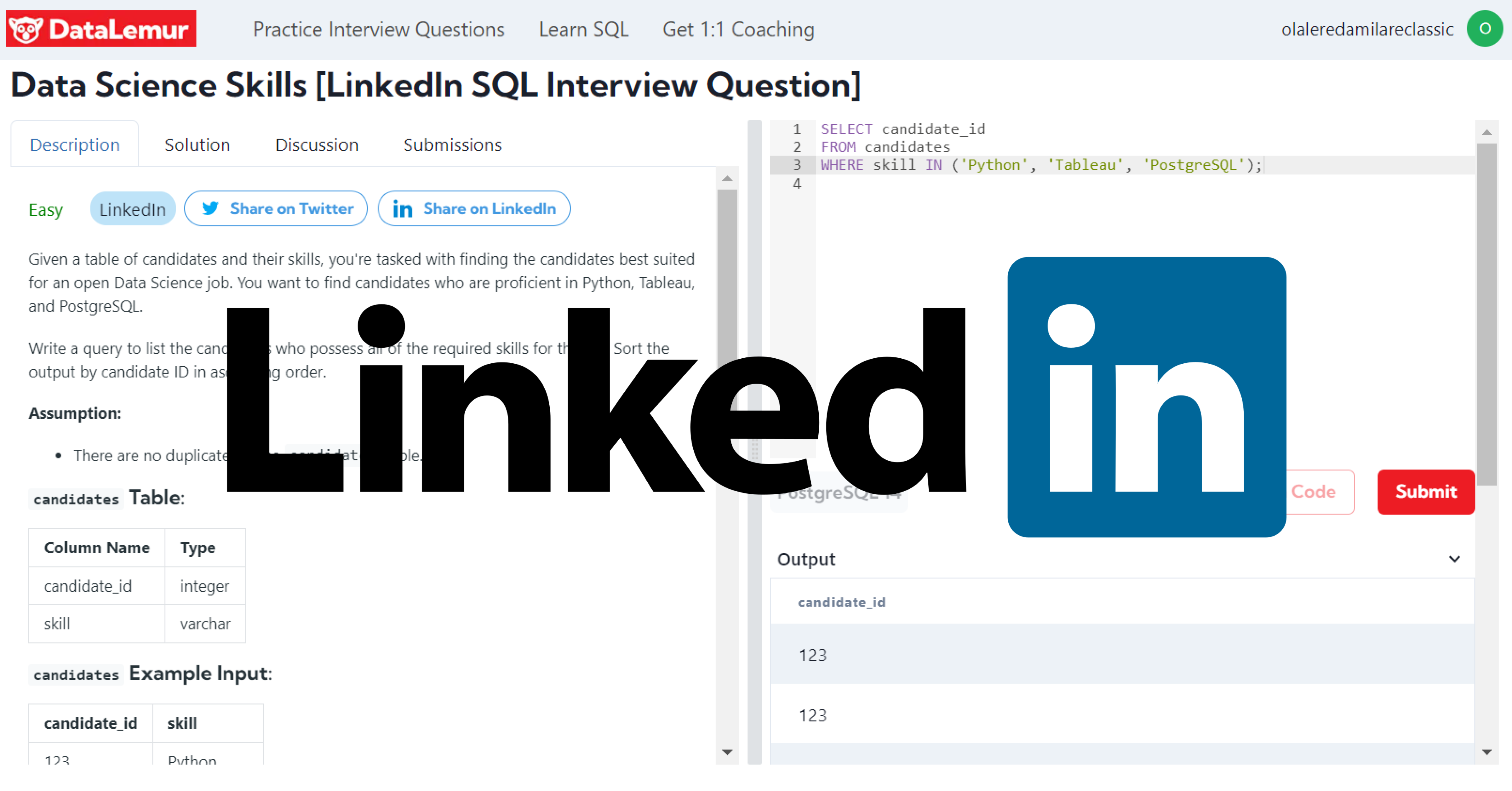 LinkedIn SQL Interview Question