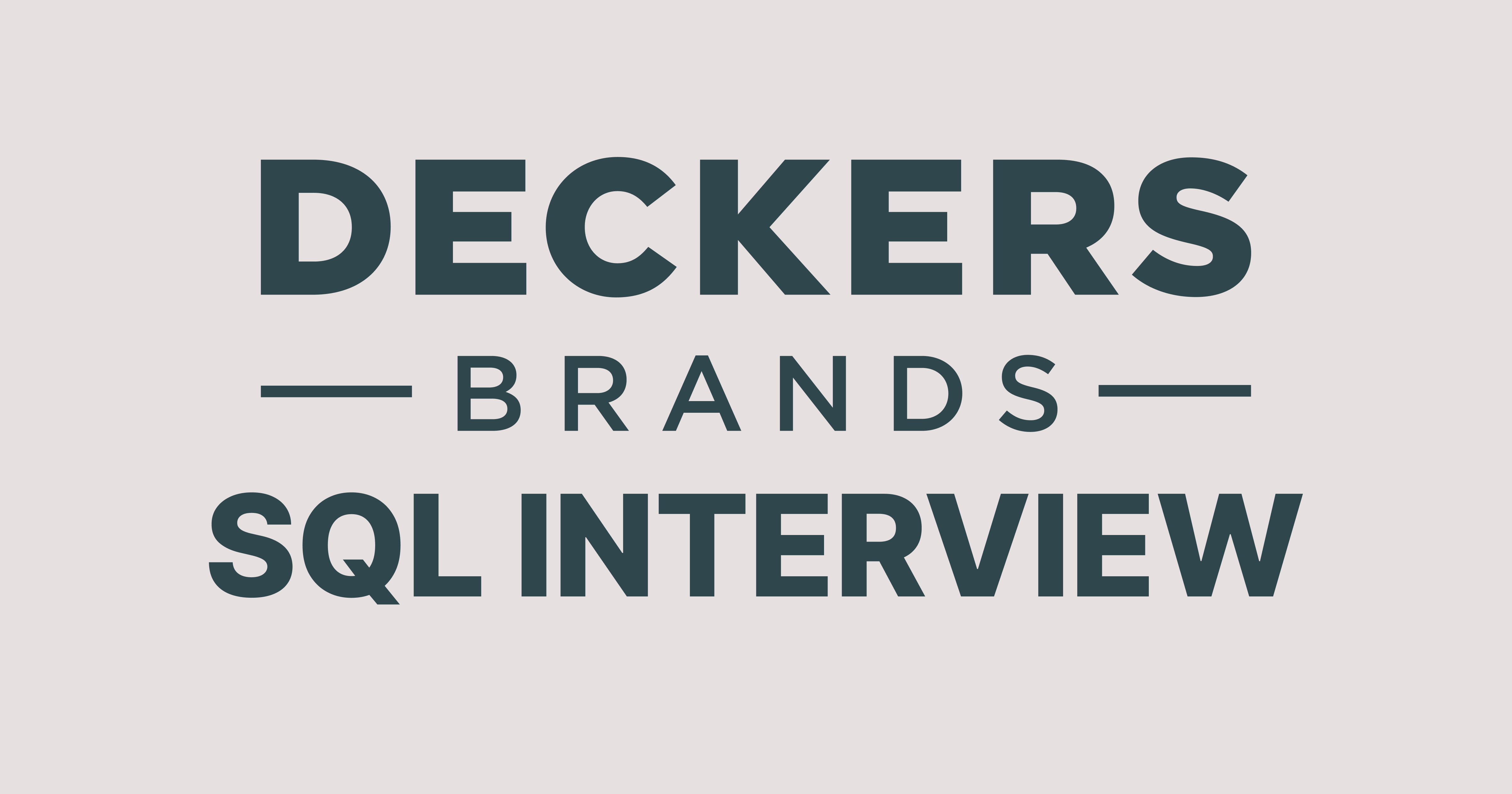 Deckers Outdoor SQL Interview Questions