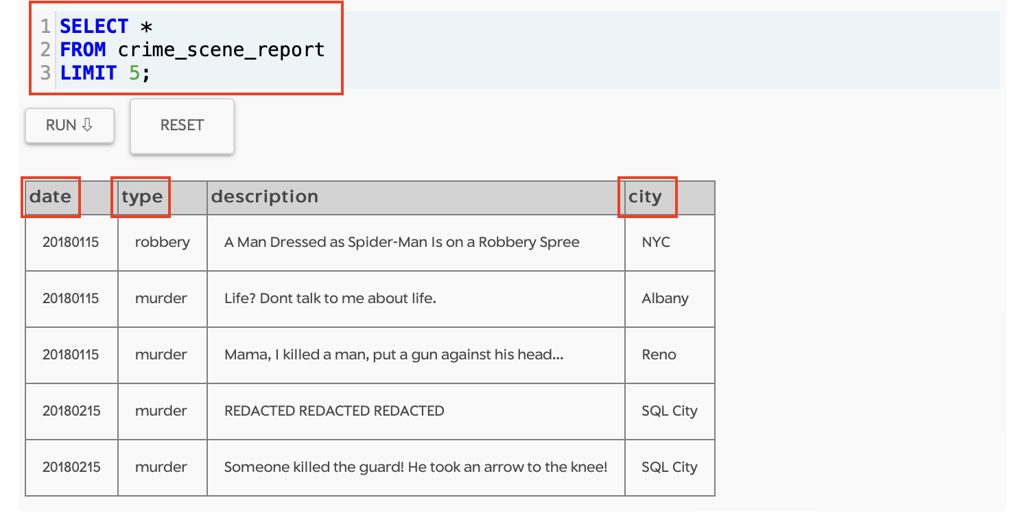 SQL Murder Mystery Show 5 Crime Scene Reports