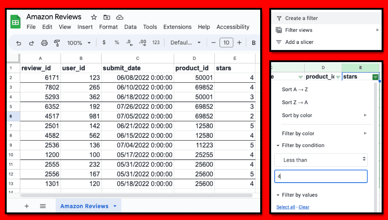 SQL Where Clause is Like Filter By Condition In Google Sheets