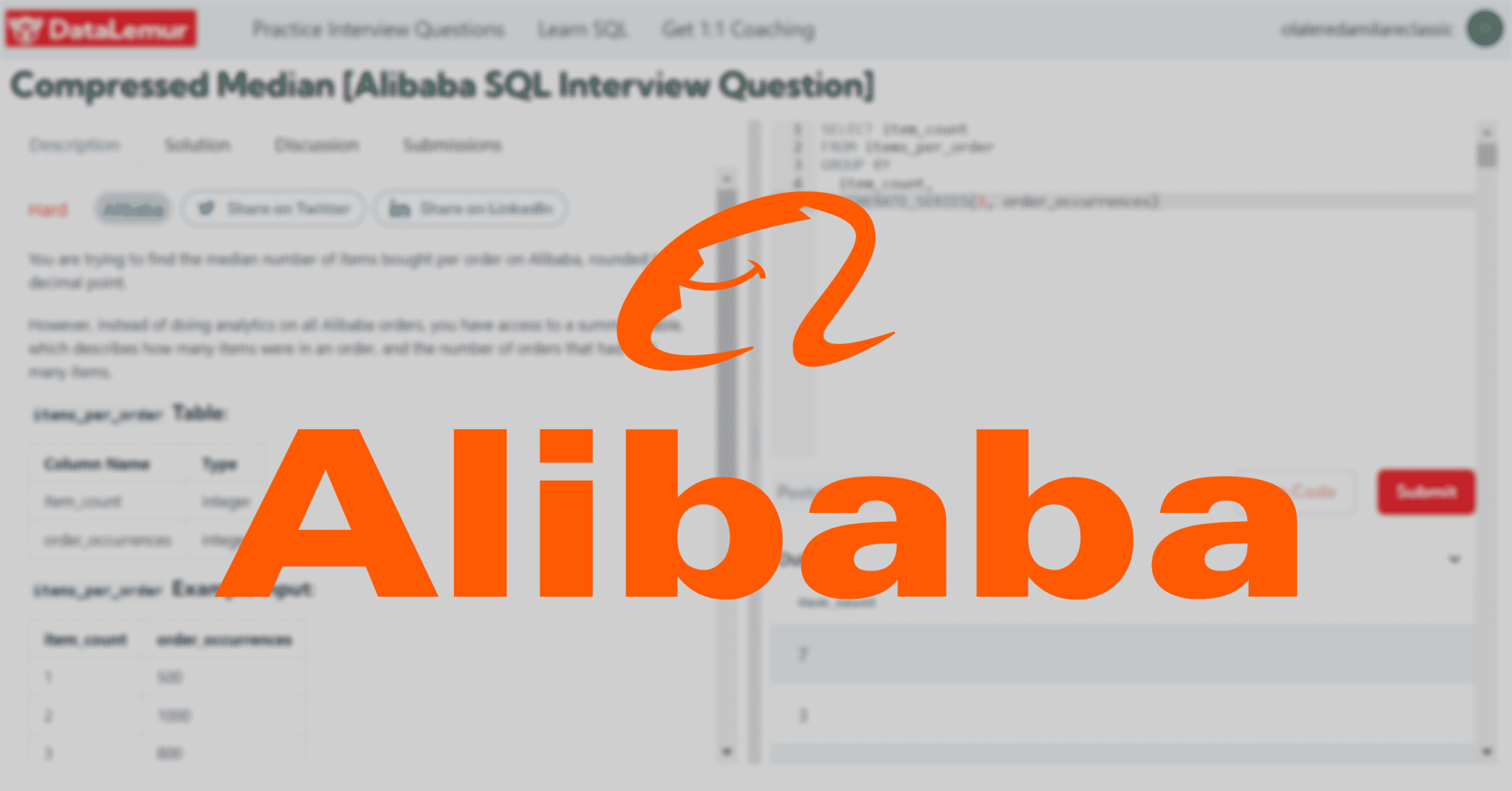 Alibaba SQL Interview Question