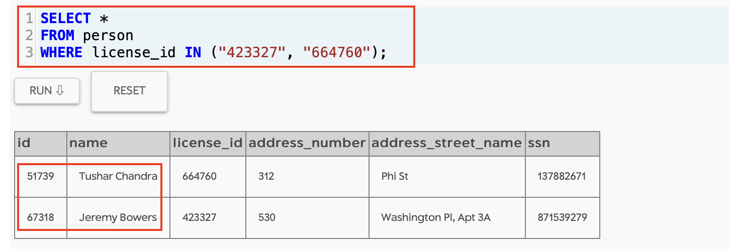 SQL Murder Mystery Check Licesne Plate