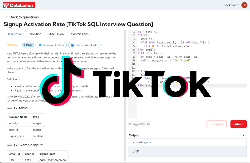 Signup Activation Rate SQL Question