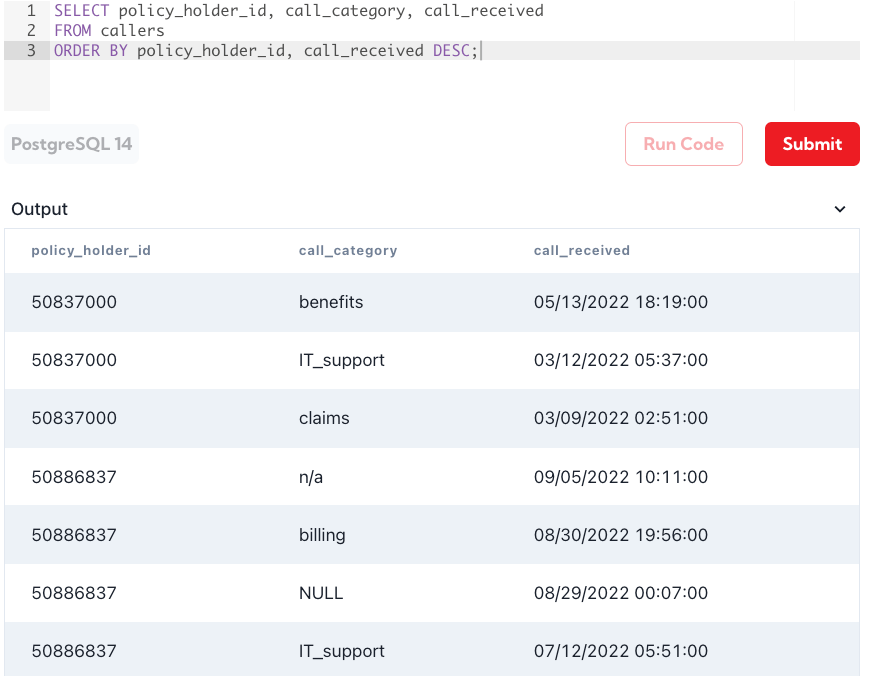 SQL Order By Two Columns Example