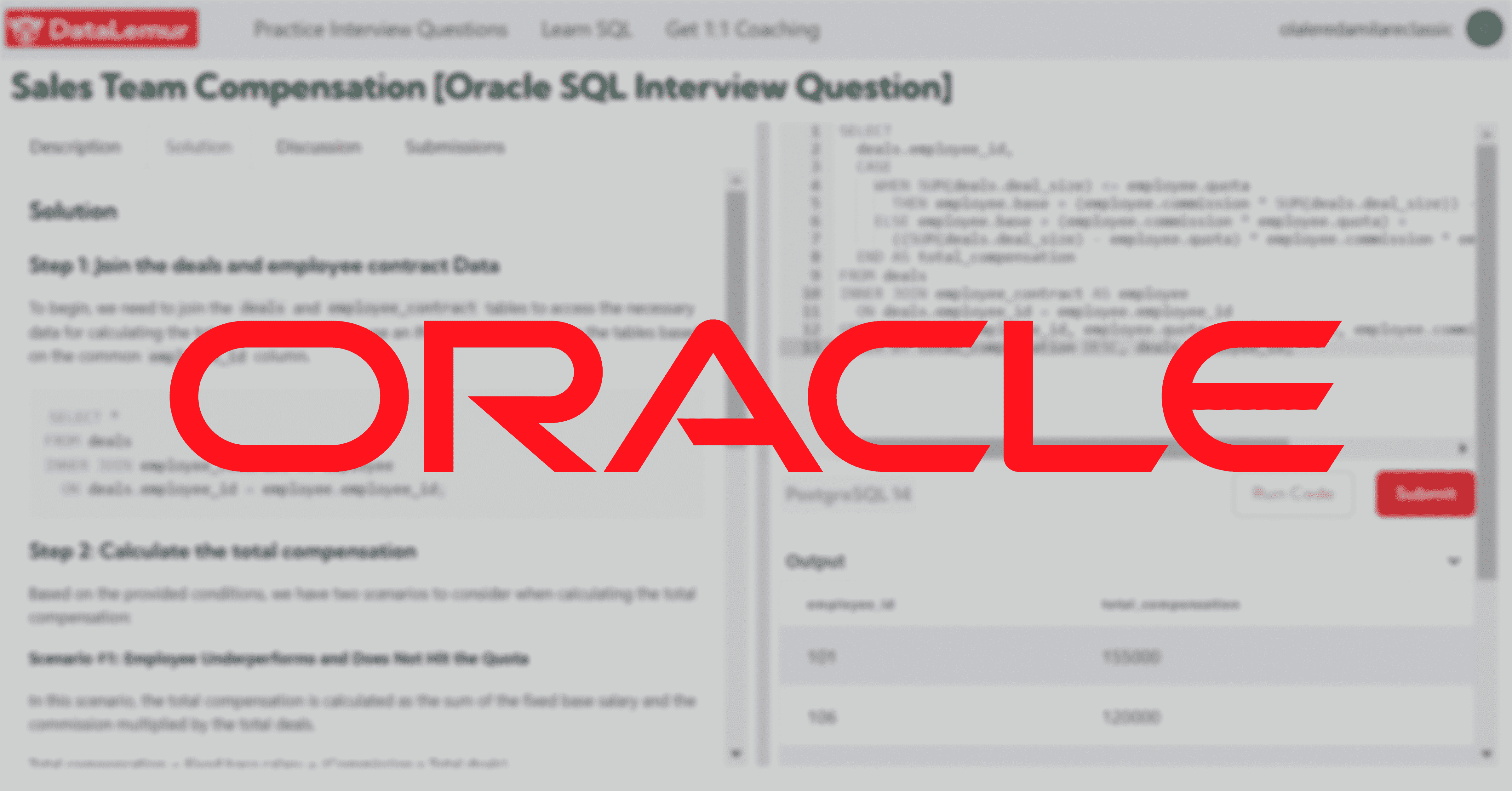 Oracle SQL Interview Question