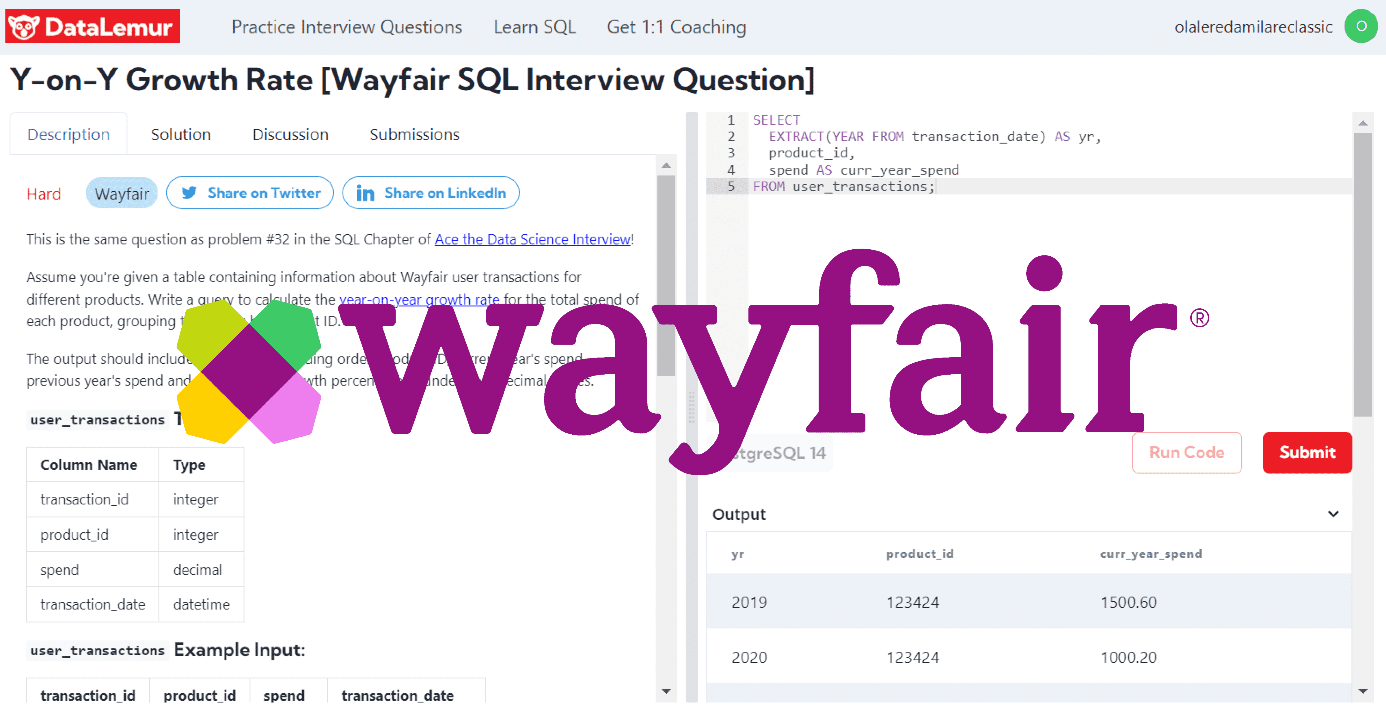 Wayfair SQL Interview Question