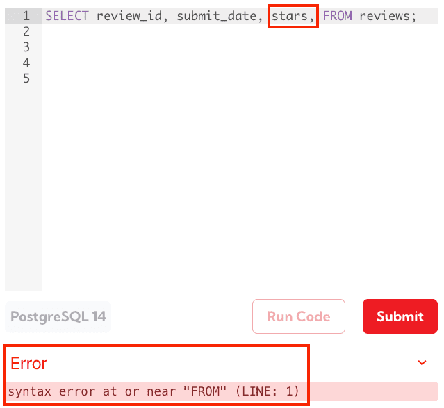 SQL Trailing Comma