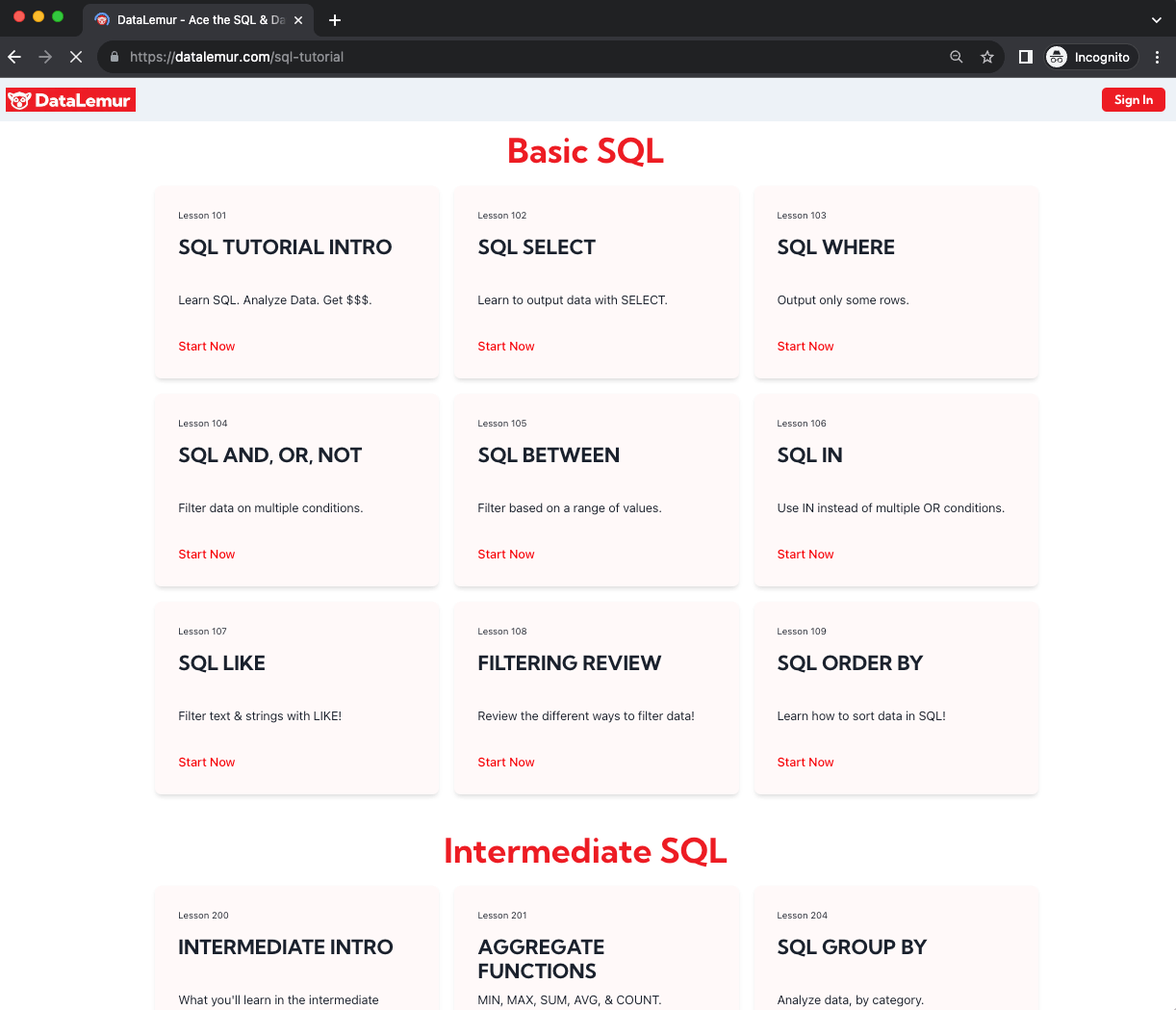 DataLemur SQL Tutorial for Data Analysts & Data Scientists